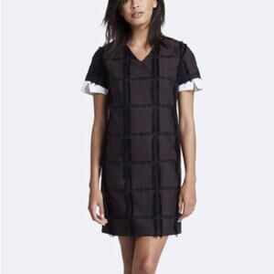 Rallier Gabriella Mahogany Windowpane Dress Sz 0 Japanese Cotton Check NWT $395